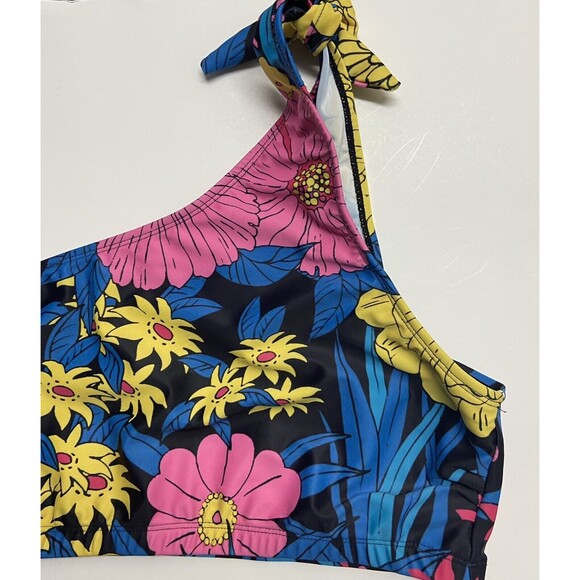 Unbranded One Shouldered Bikini Top  Womens Size XL Tropical Flowers Colorful - Picture 2 of 4
